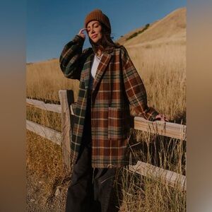 Dressed in LaLa Scorpio 2.0 Half + Half Oversized Coat in Pine + Brown